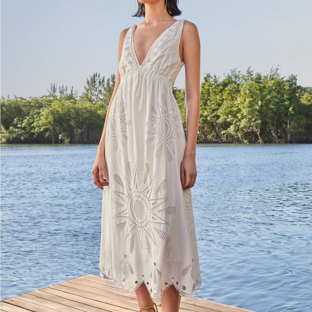 Farm Rio White Linen Dress